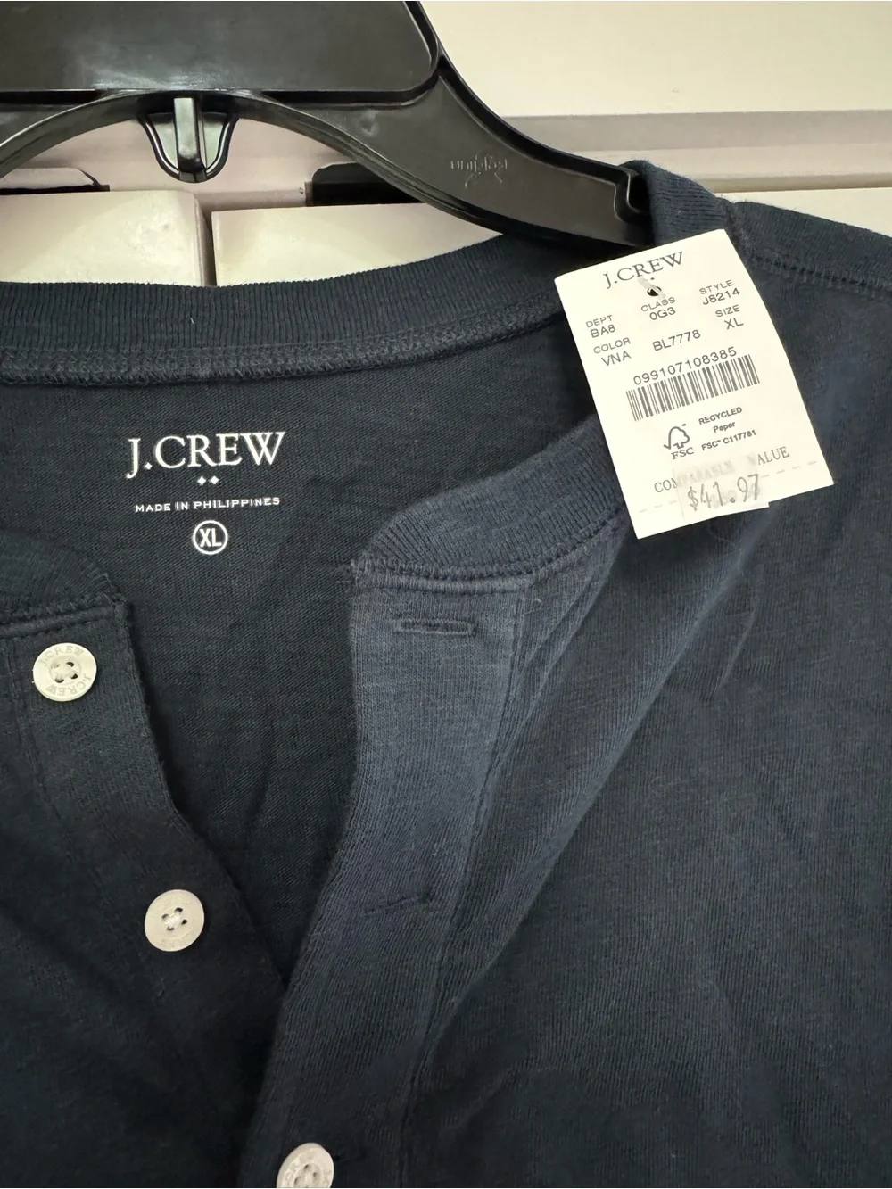 J.Crew Men's Dark Navy Long-Sleeve Henley